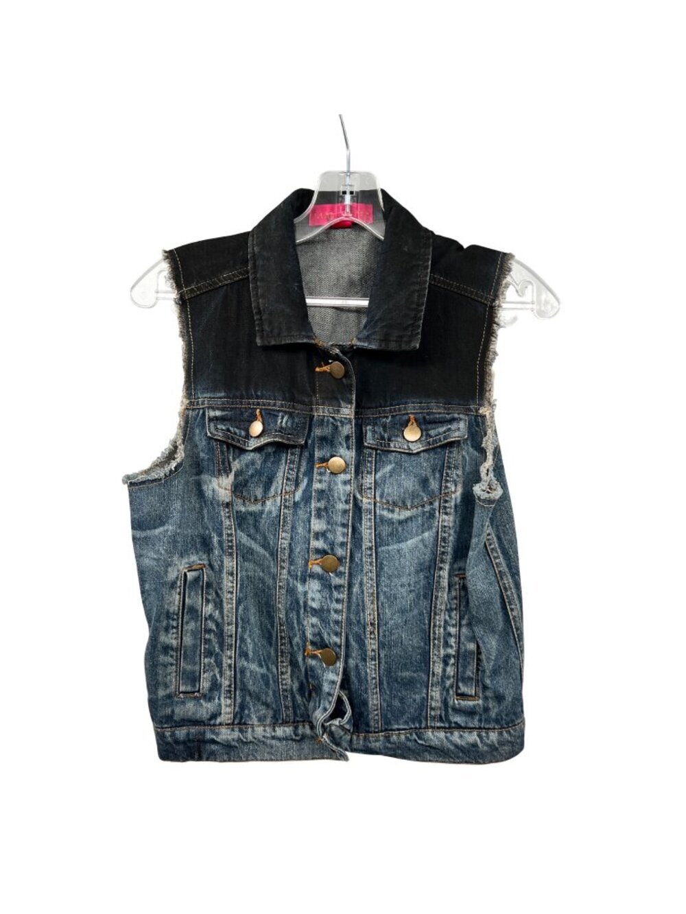 Tinseltown Womens Denim Vest Embellished Skull Blue/Multi Size Medium